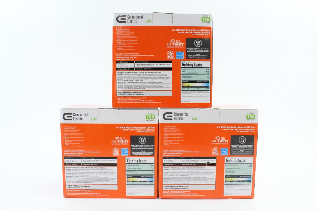 Commercial Electric 6 High Ceiling Recessed Led Light Fixtures 3 Commercial Electric 6 High Ceiling Recessed Led Light Fixtures 3 Pieces