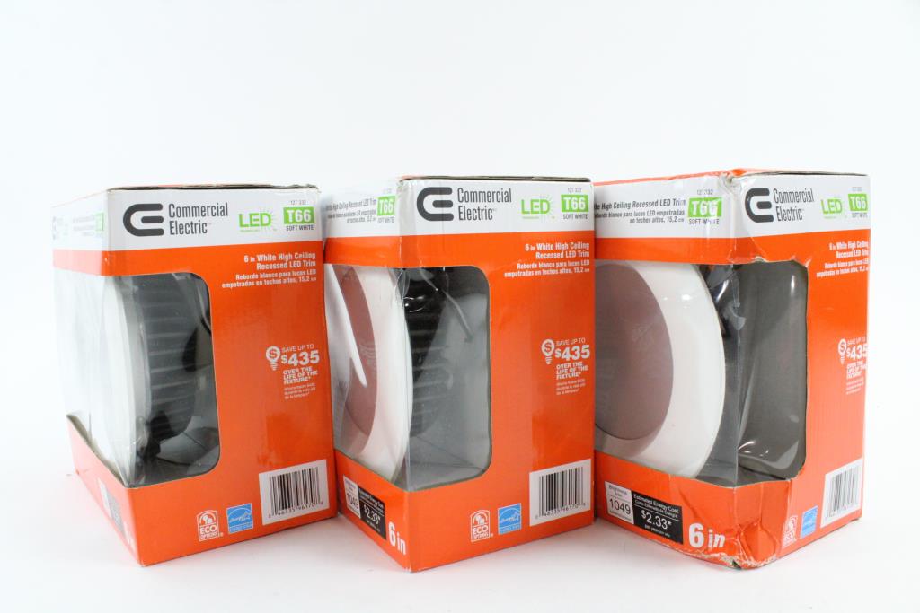 Commercial Electric 6 High Ceiling Recessed Led Light Fixtures 3 Commercial Electric 6 High Ceiling Recessed Led Light Fixtures 3 Pieces