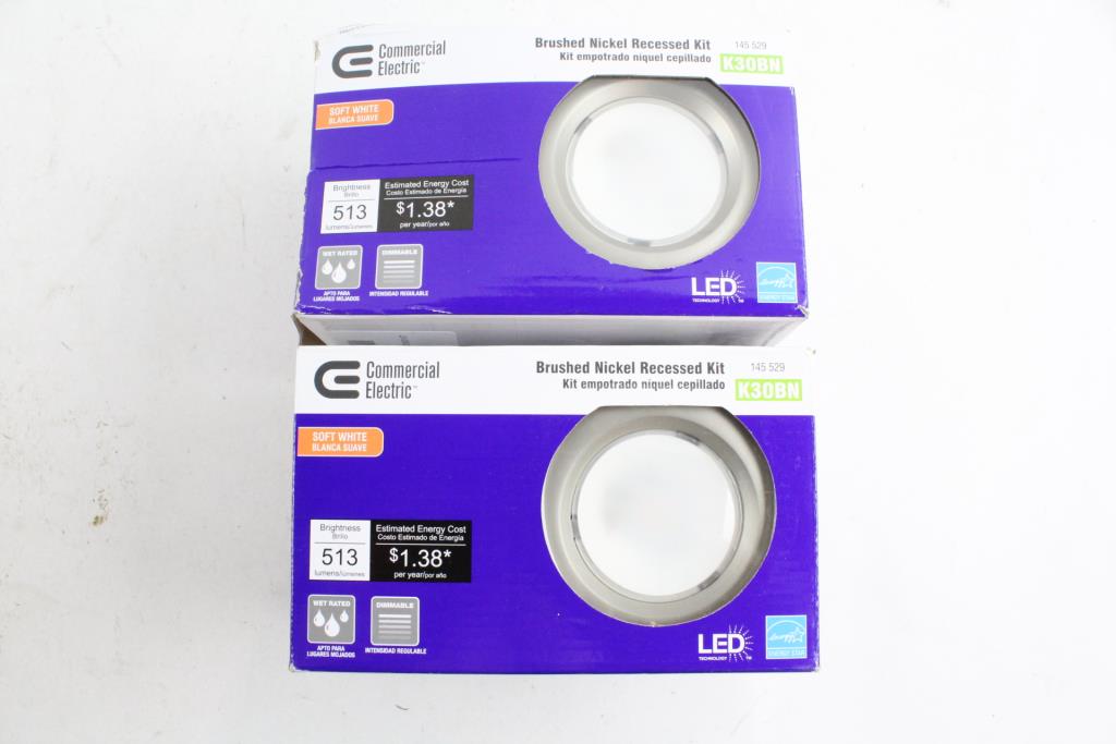 Commercial Electric Brushed Nickel Recessed Light Fixture Kits 2 Commercial Electric Brushed Nickel Recessed Light Fixture Kits 2 Pieces Property Room