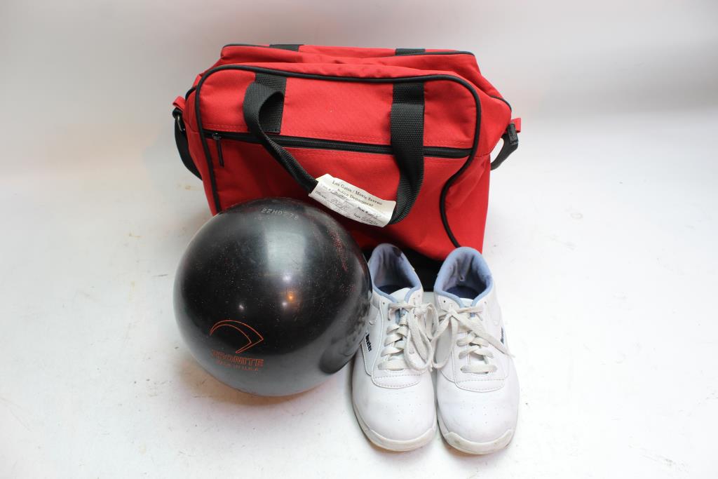 Maxim Bowling Ball Dexter Shoes Ebonite Bag Bulk Lot 3 Pieces Maxim Bowling Ball Dexter Shoes Ebonite Bag Bulk Lot 3 Pieces Property Room