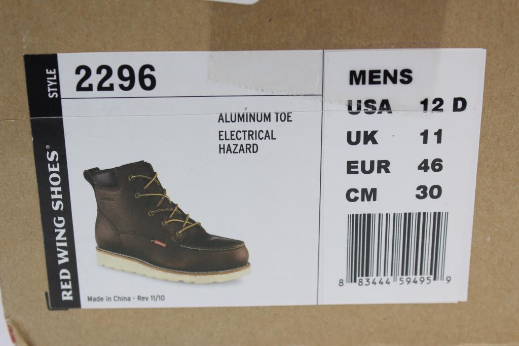 red wing mens aluminum toe work boots size 12 property room red wing shoes size chart