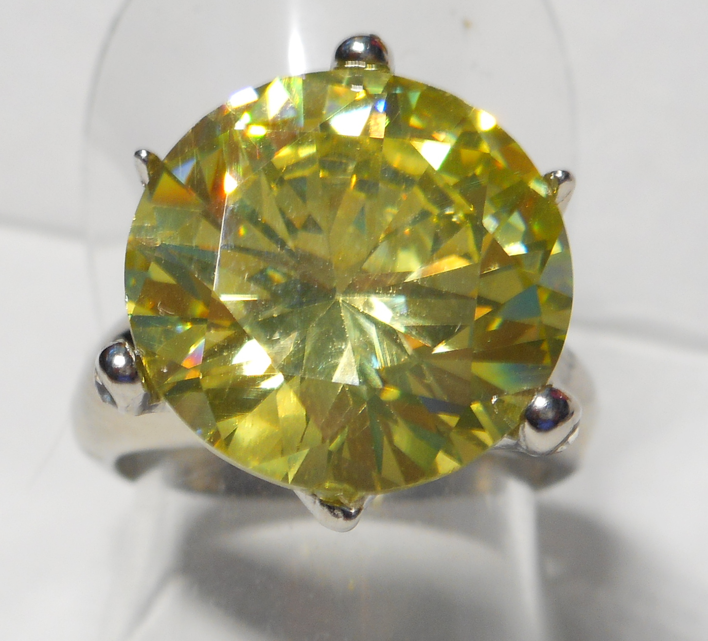 Big 15mm Simulated Yellow Diamond Ring Property Room