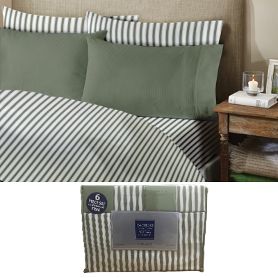 new organic earth aloe vera bamboo 1800 series 6 pieces pin stripe organic earth sheets
