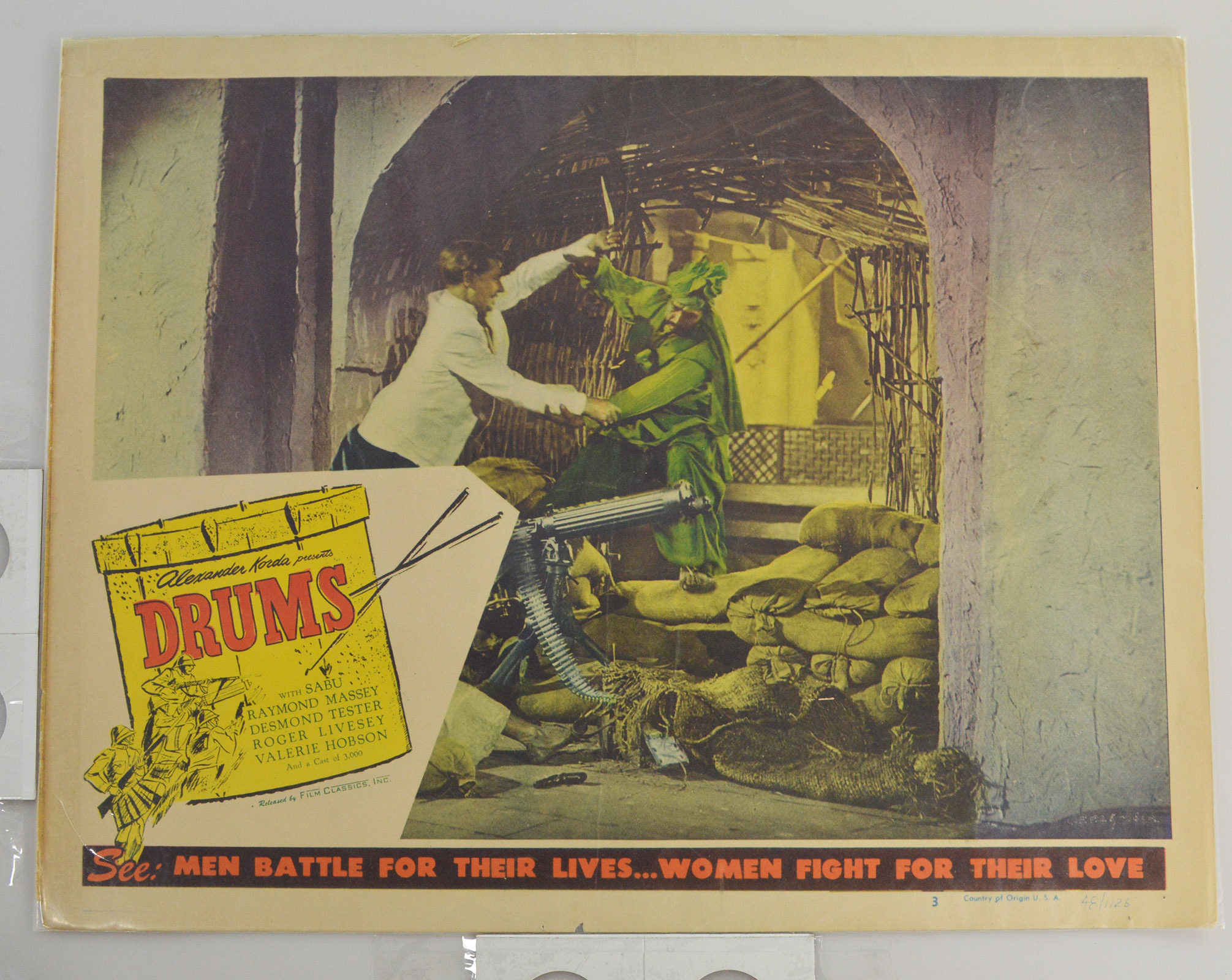 Original Vintage Movie Memorabilia "Drums" 11X14 Lobby Card Property Room