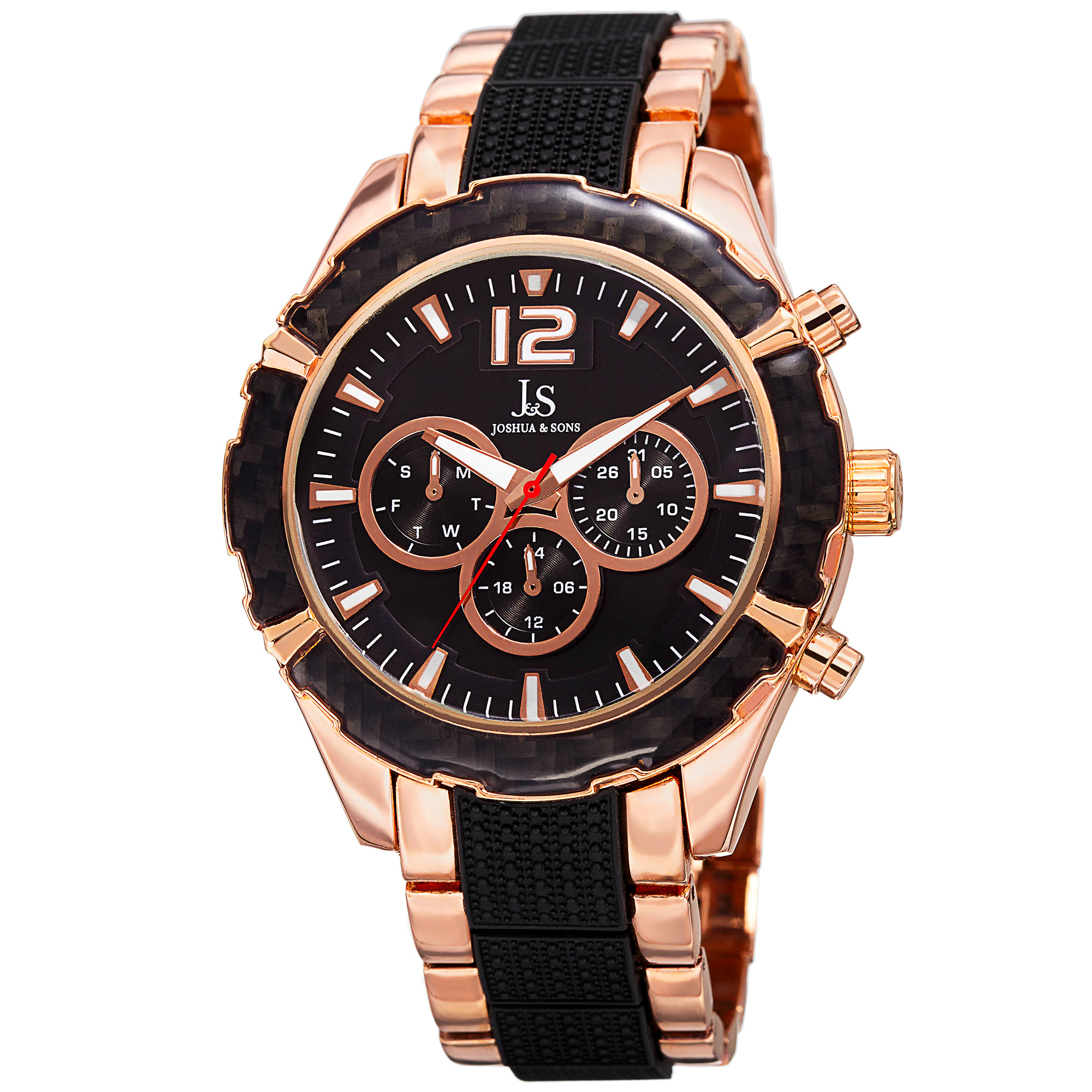 Joshua & Sons Men’s Swiss Quartz Multifunction DualTime Bracelet Watch