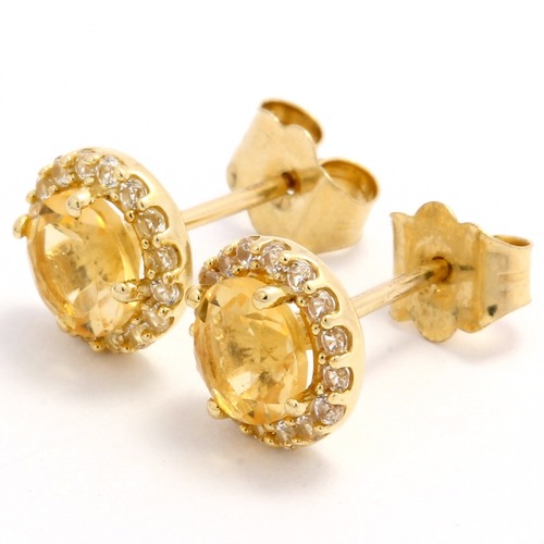 Solid 10k Yellow Gold 1 75ctw Genuine Citrine White Topaz Stud Solid 10k Yellow Gold 1 75ctw Genuine Citrine White Topaz Stud Earrings Property Room