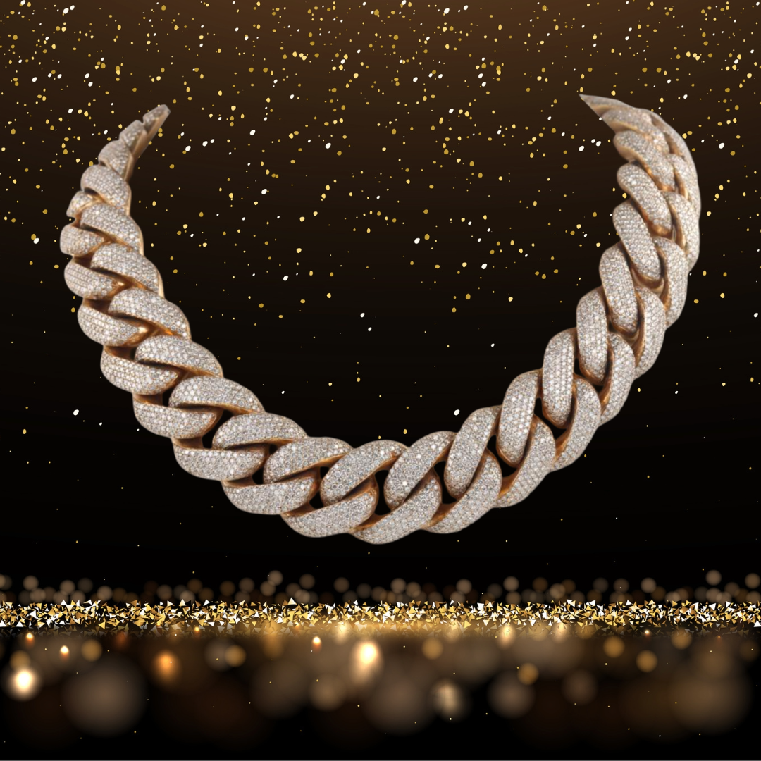 Necklace close-up with glitter background