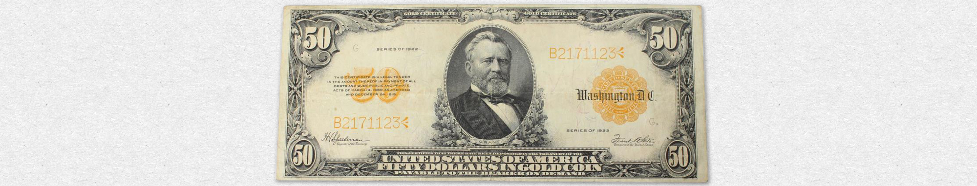1922 $50 Gold Certificate