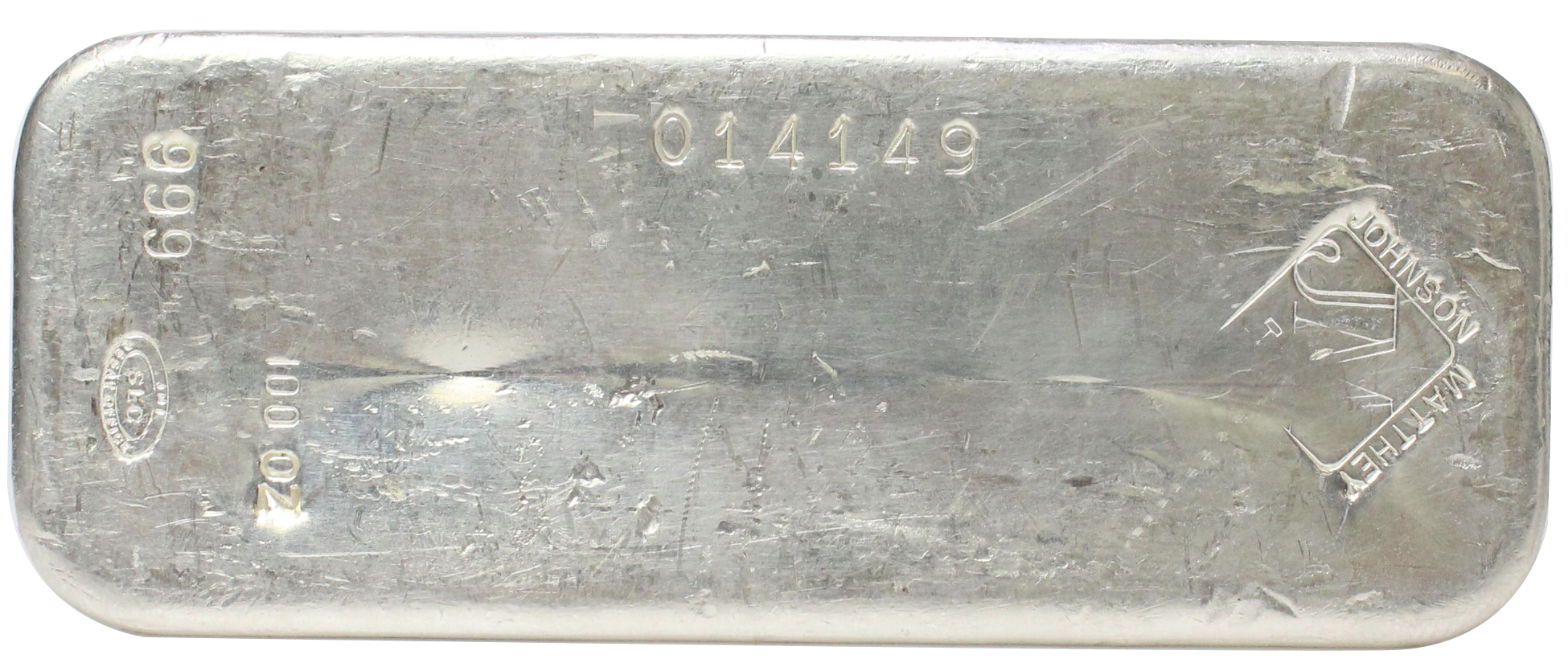 100oz silver bar, back