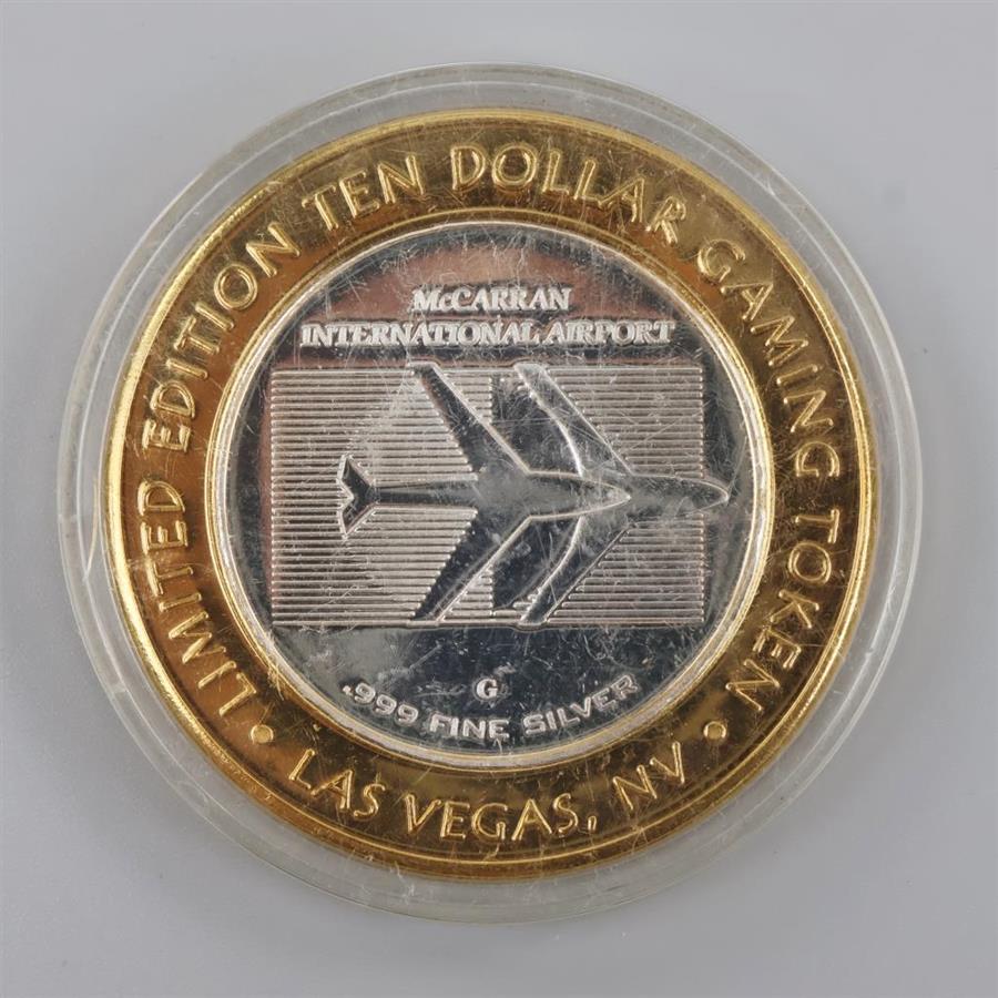 0.999 Silver And Brass McCarran International Airport Gaming Token