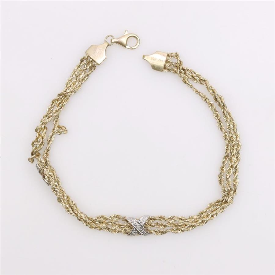 10kt Two Tone Gold Rope Chain Diamond Accent Bracelet Property Room