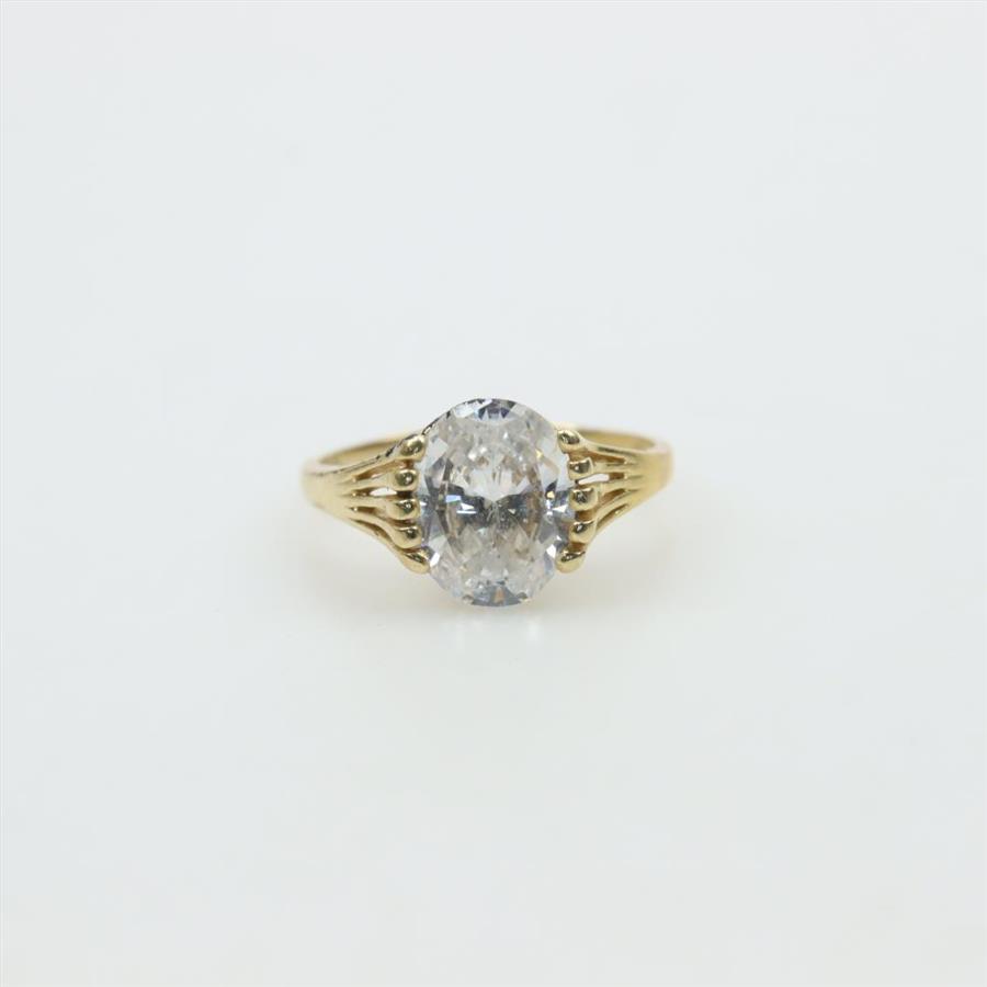 14k Gold Plated AAA Cubic Zirconia Square Ring - Brass Base, White CZ Stone, Made In USA 4 thumbnail image