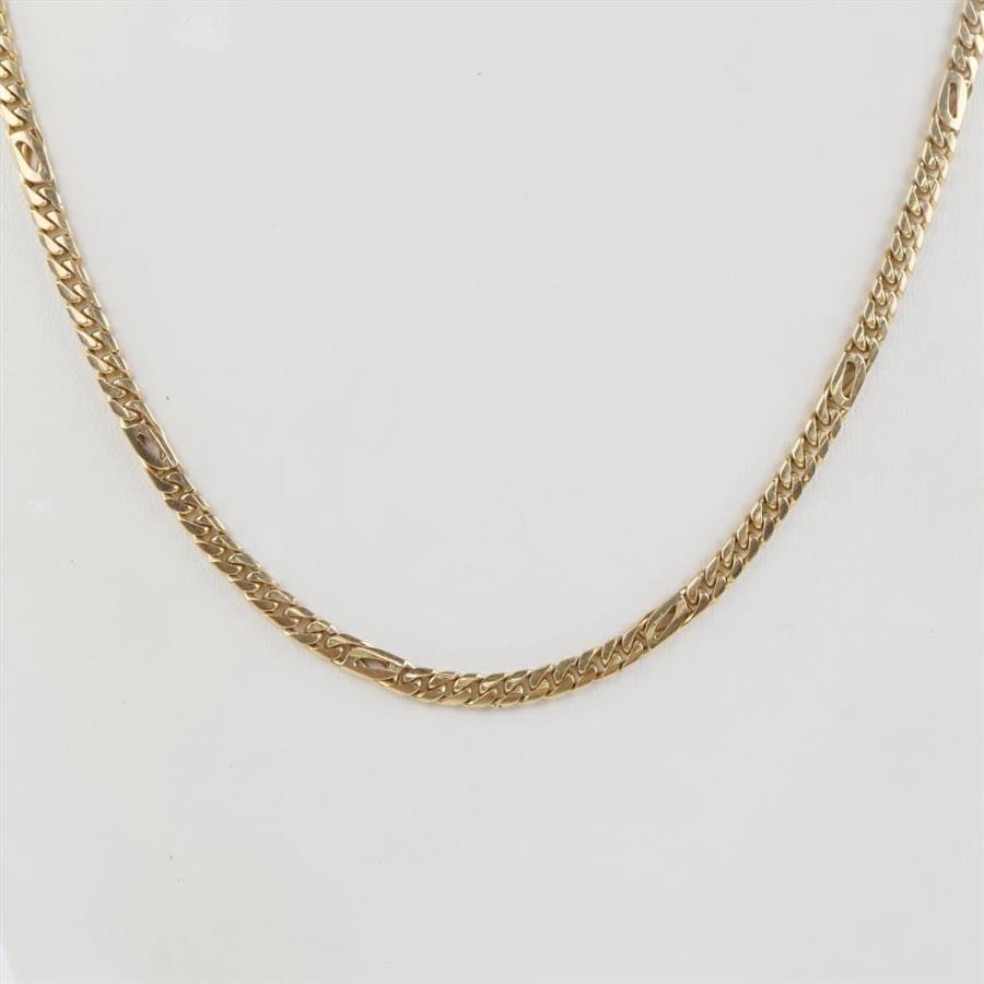 14kt Gold Curb And Figaro Chain Link Necklace