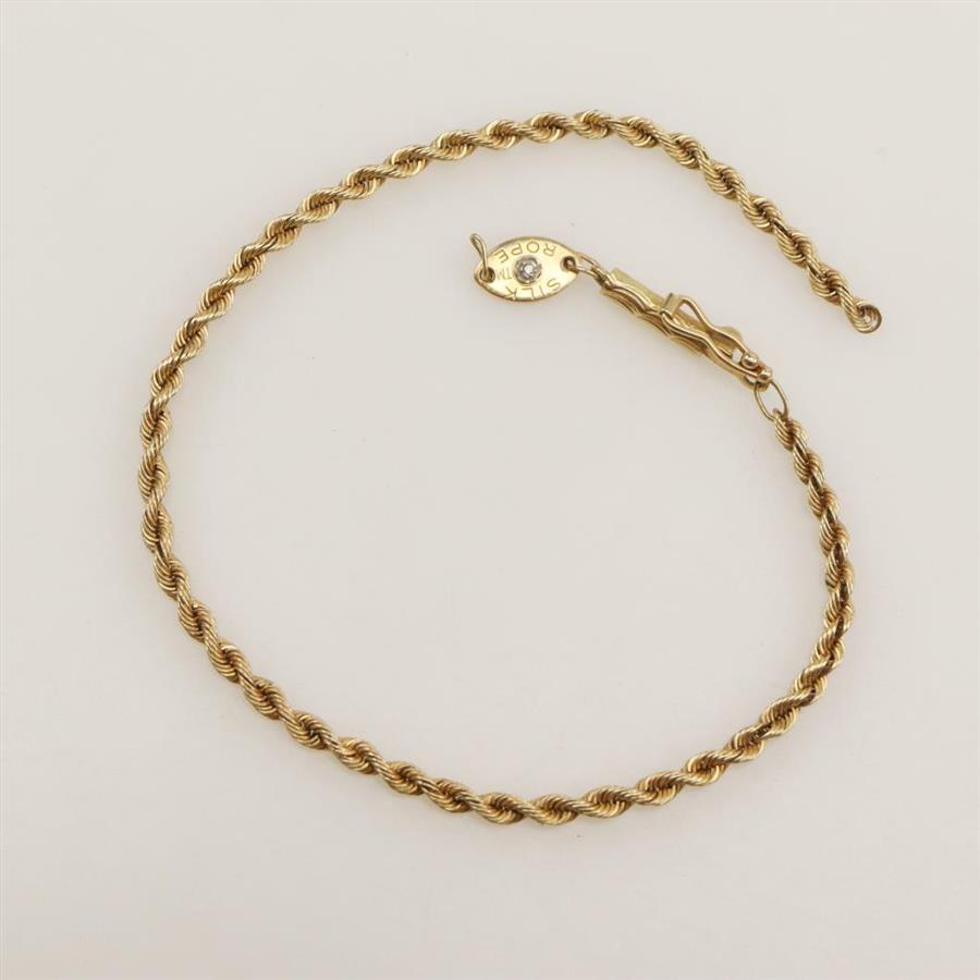 14kt Gold Rope Chain Diamond Accent Bracelet Property Room
