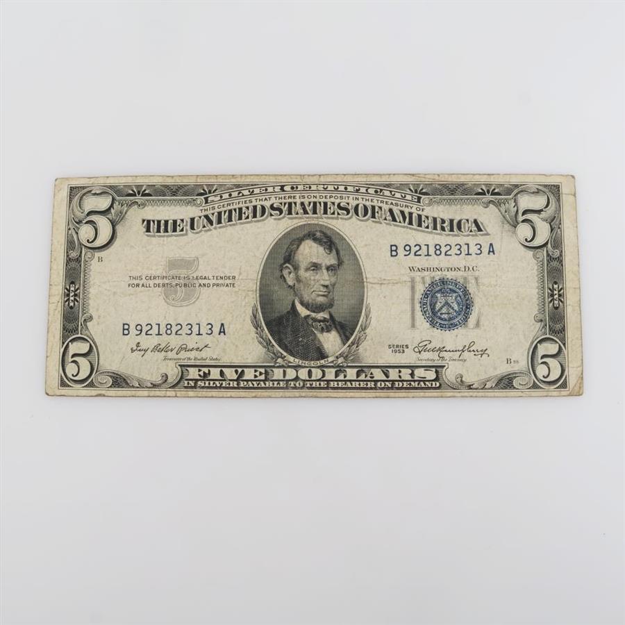 1953 US Silver Certificate 5 Dollar Bill
