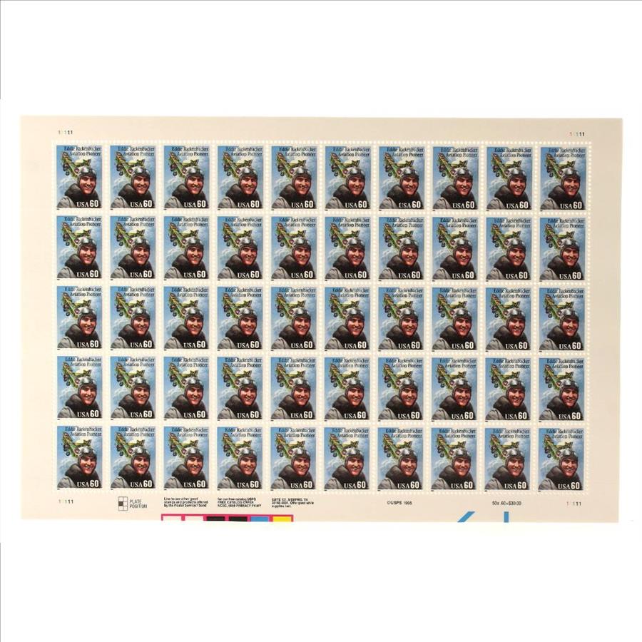 1995 Eddie Rickenbacker Aviation Pioneer 60 Cent Postage Stamps, 4 ...