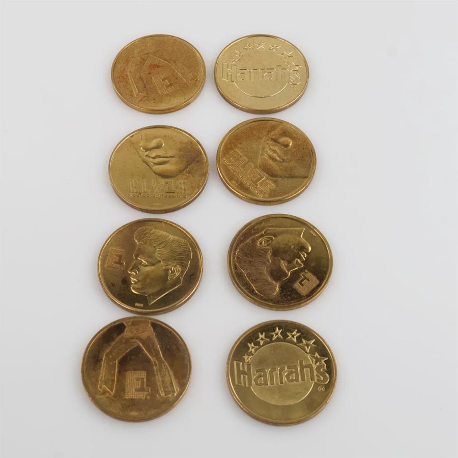 8 Harrahs Casino Elvis Presley Tokens; 2 Sets