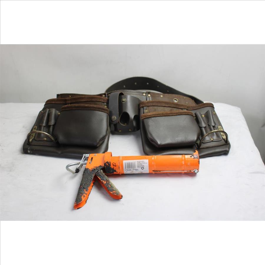 Anvil Caulk Gun, Hyper Tough Jack Stands, And Leather Tool Belt