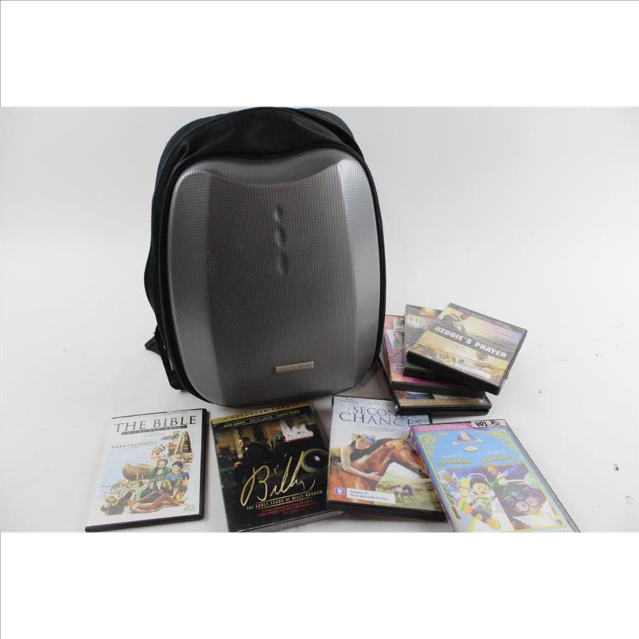 Assorted DVD's In CD-R King Backpack, 8 Pieces | Property Room