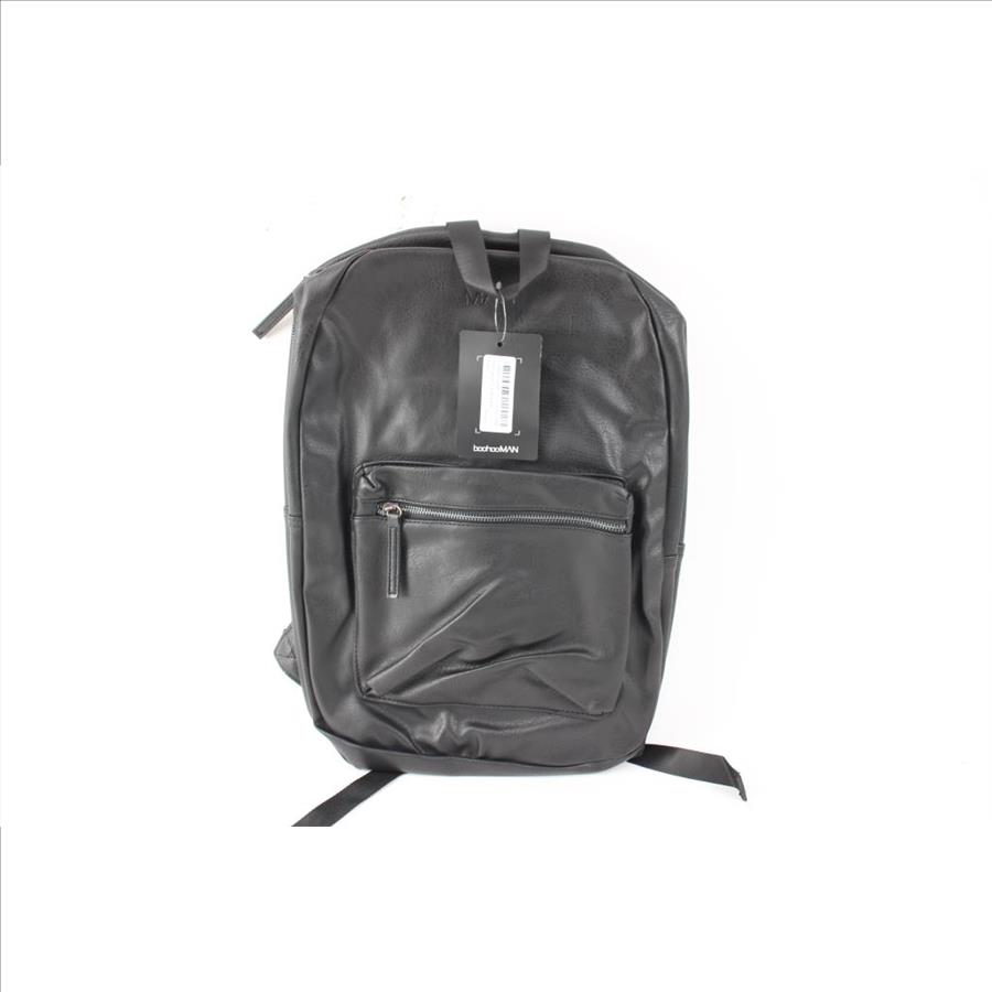 Boohoo Black Leather Look Backpack, Black, QGTM000966 Property Room