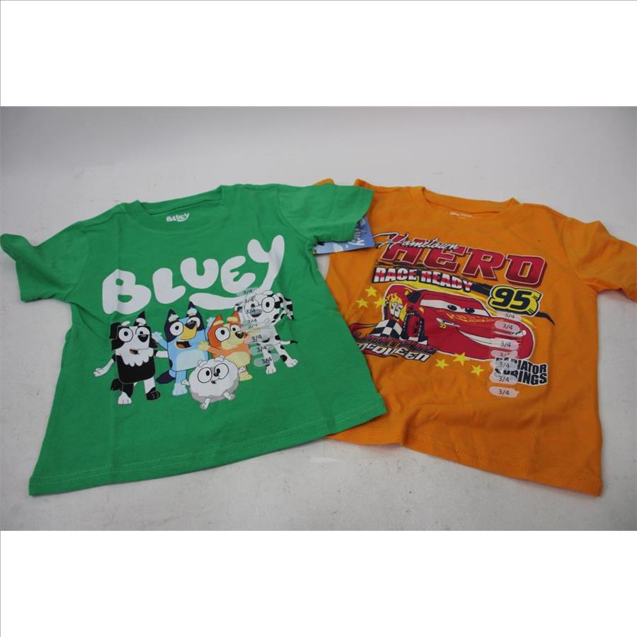 Captain America, Bluey, Pixar Cars Youth Shirts, Size 3/4, 4 Pieces
