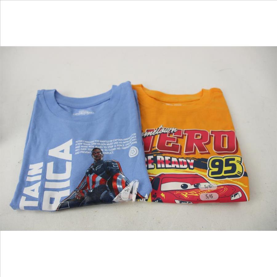 Captain America, Bluey, Pixar Cars Youth Shirts, Size 5/6, 4 Pieces