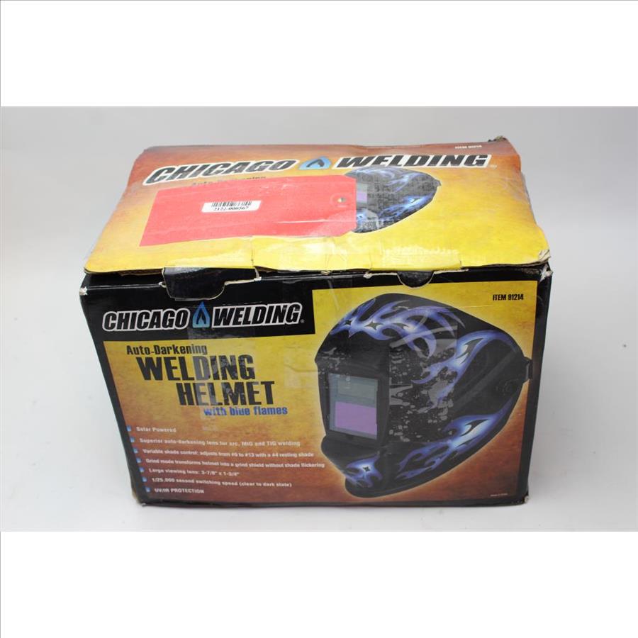 Chicago Welding Helmet With Blue Flames Property Room