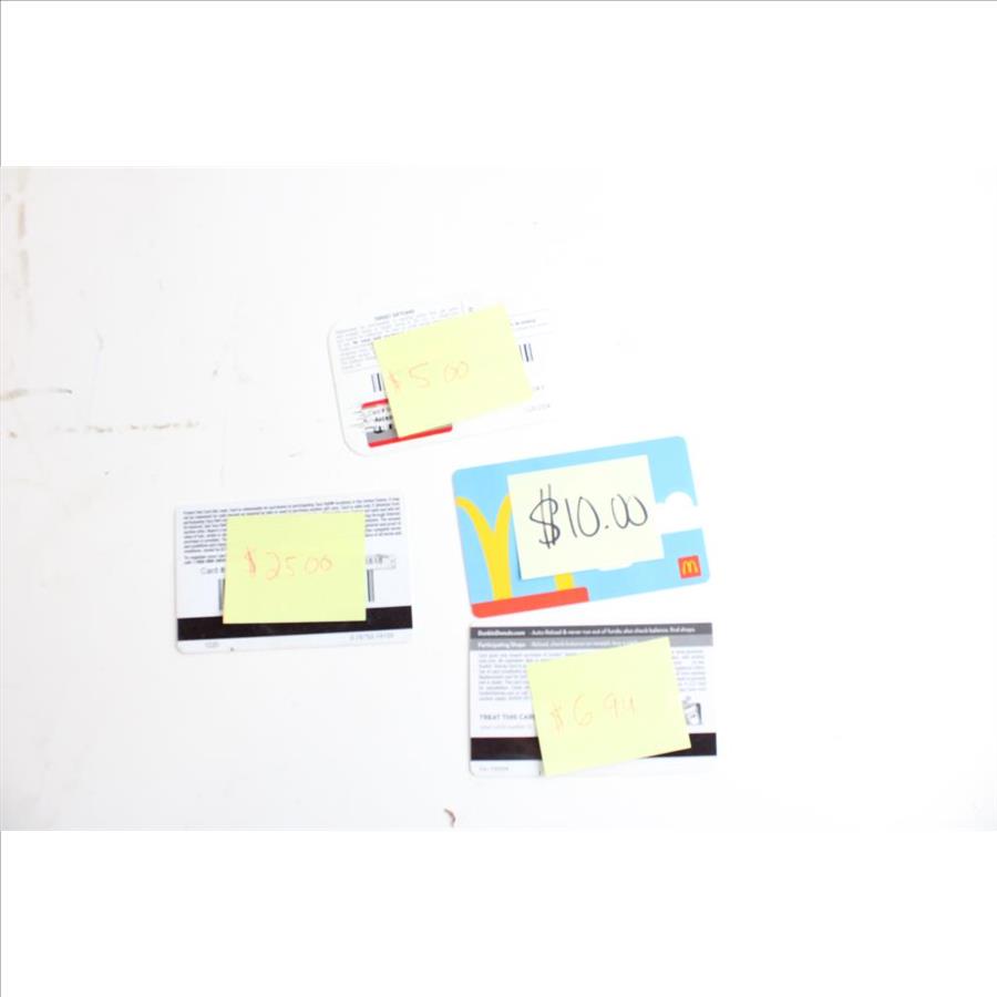 Dunkin, Taco Bell, Target & McDonalds Gift Cards, 4 Pieces Property Room