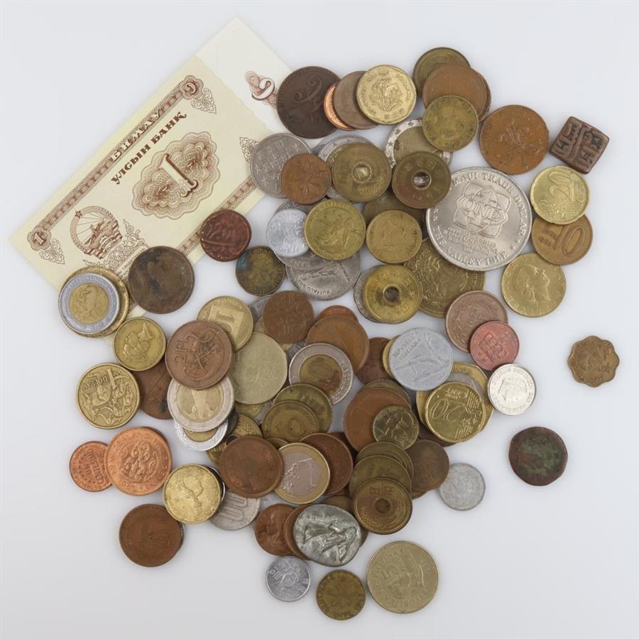 Foreign Currency And Tokens, 1+lb