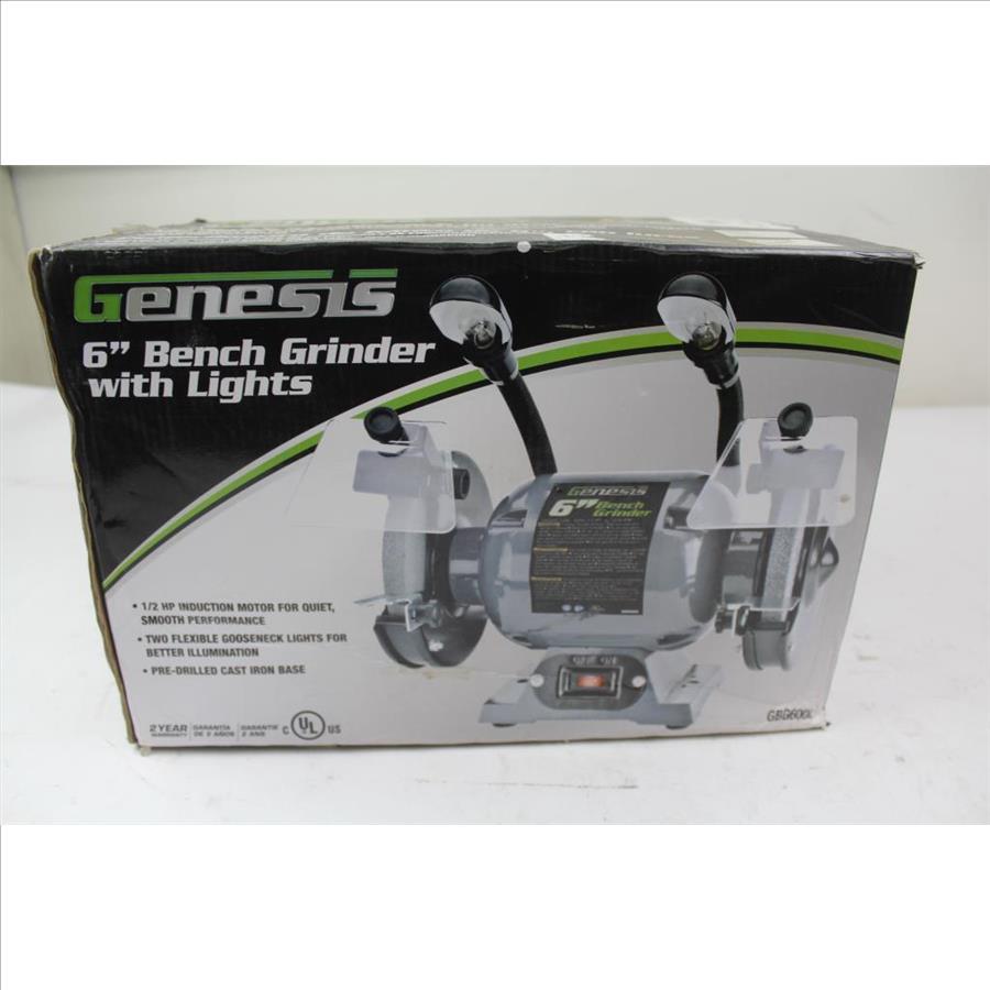 Genesis 6" Bench Grinder With Lights (Model GBG600L) Property Room