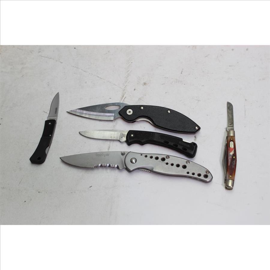 Gerber, Kershaw, Buck+ More Folding Blade Knives 5 Pieces Property Room
