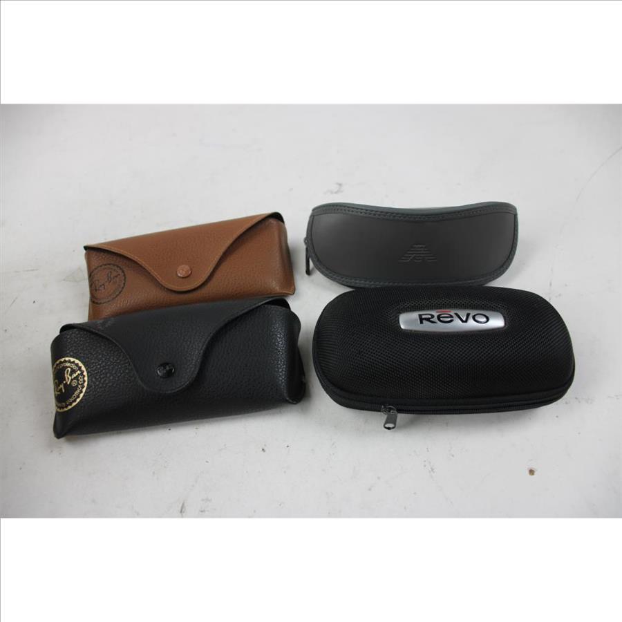 Giorgio Armani Gray Zipper Sunglasses Case, Ray-Ban Black Sunglasses Case, Revo Hard Zipper Case And More, 4 Pieces