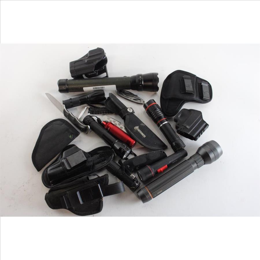 Gun Holsters, Flashlights And More, 5+ Pieces Property Room