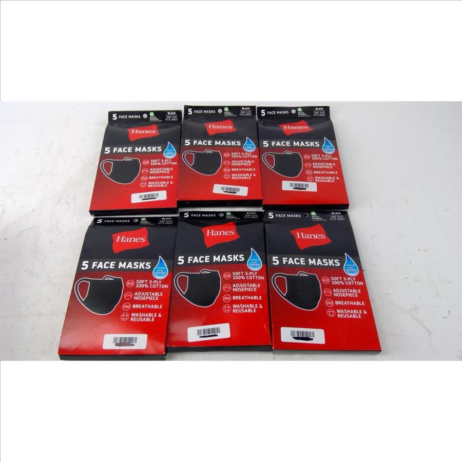 Hanes 5 Pack Face Masks, 6 Pieces Property Room