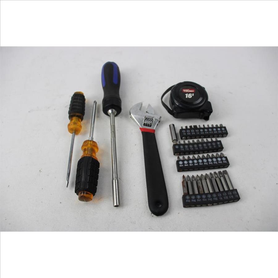 HyperTough Cordless Drill, 16' Tape Measure, Drill Bits, And More