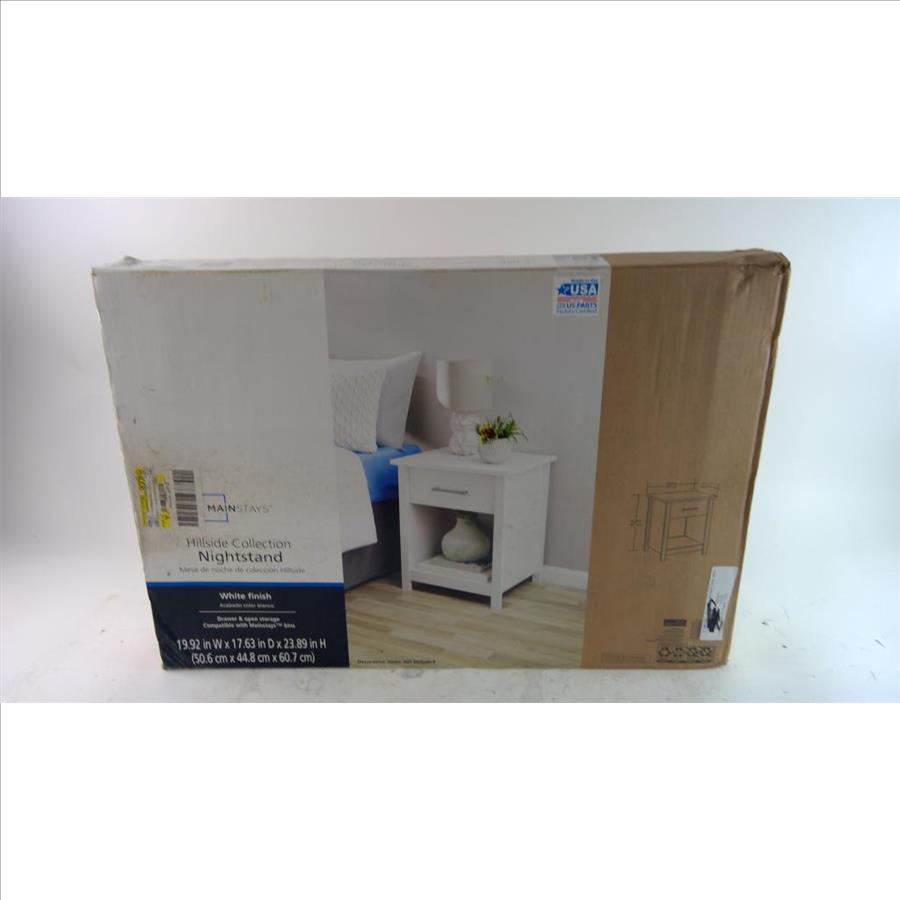 Mainstays Hillside Collection Nightstand, White Finish Property Room