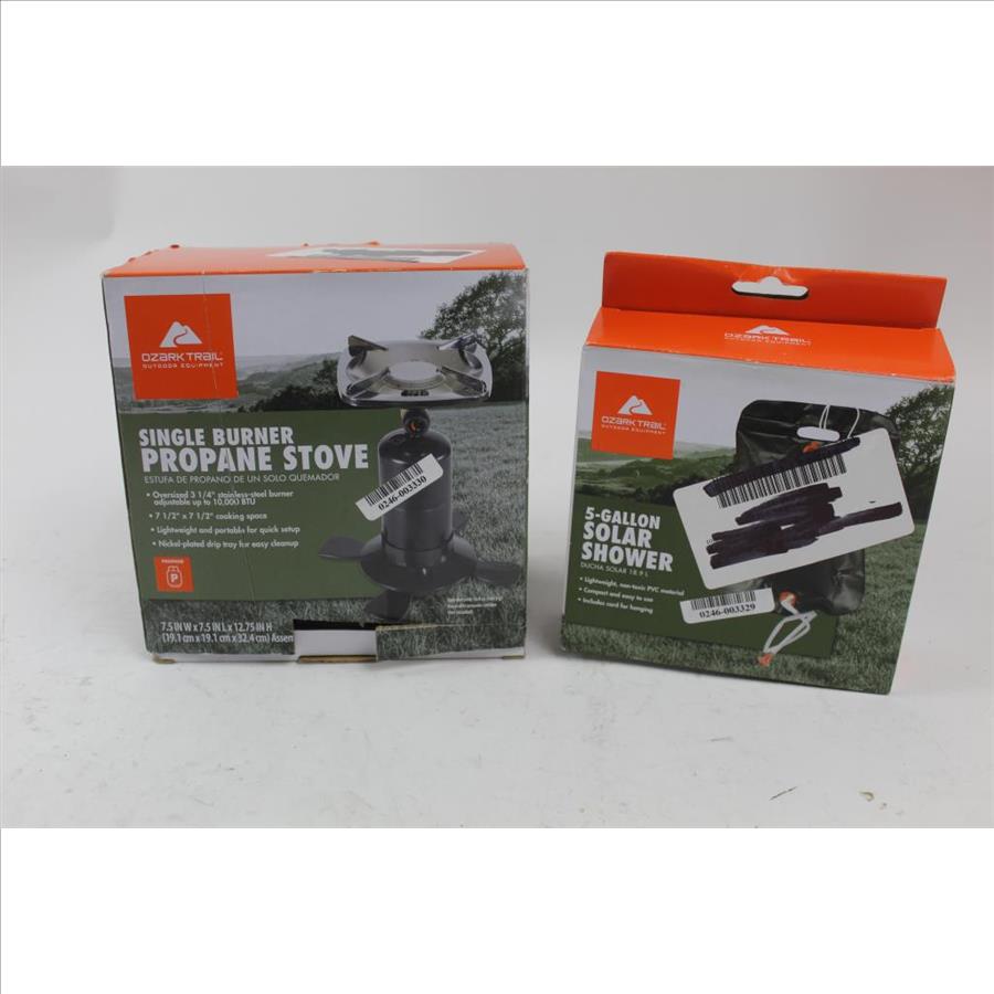 Ozark Trail Single Burner Propane Stove & 5 Gallon Solar Shower