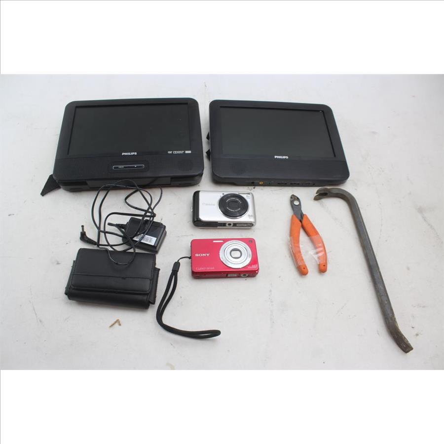 Portable Dvd Player, Portable Lcd Screen, Cameras, Pry Bar, Wire Cutter ...