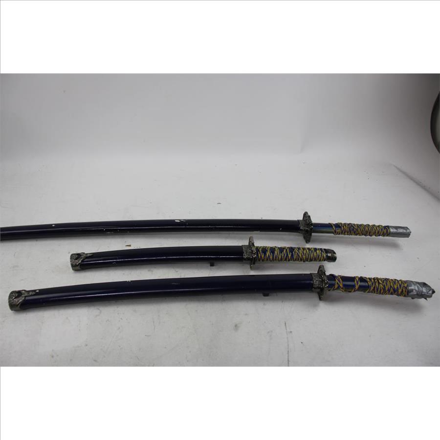 Swords With Blue Sheaths, Small, Medium And Large, 3 Pieces