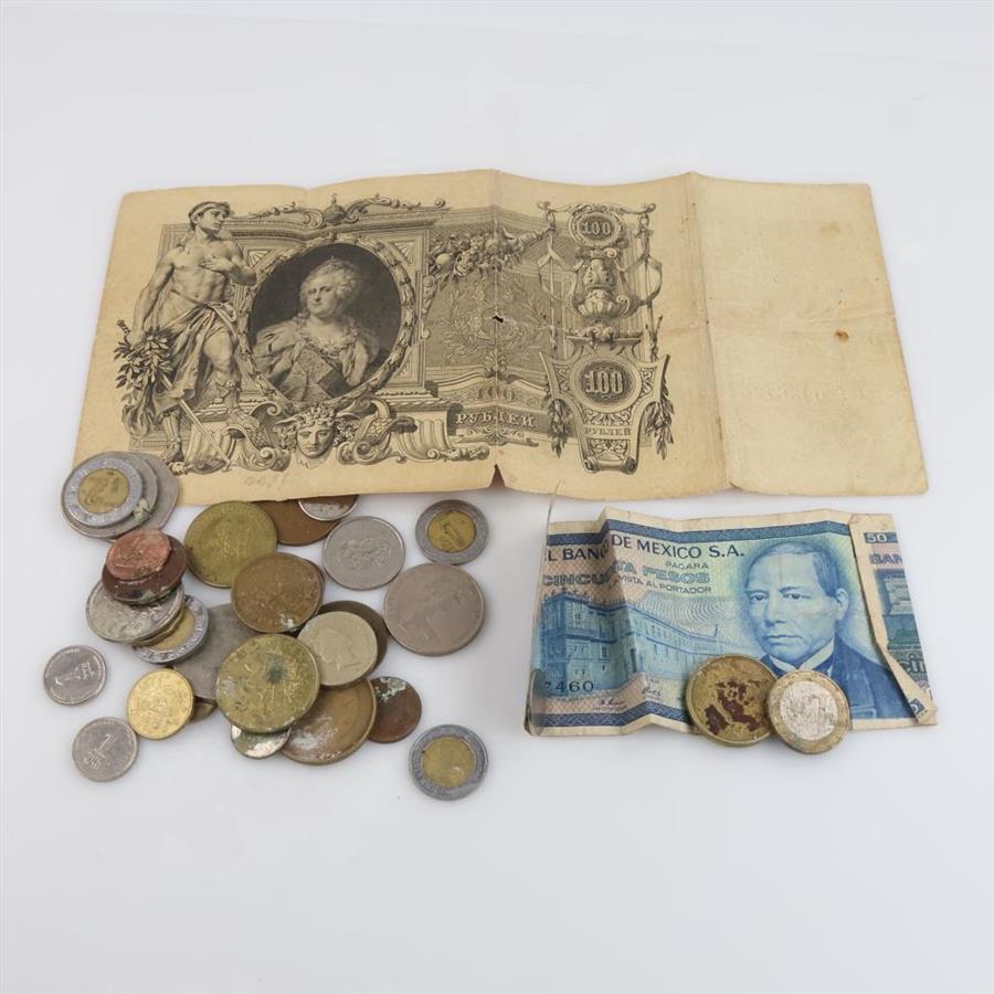 US And Foreign Currency With Tokens, 35+ Pieces