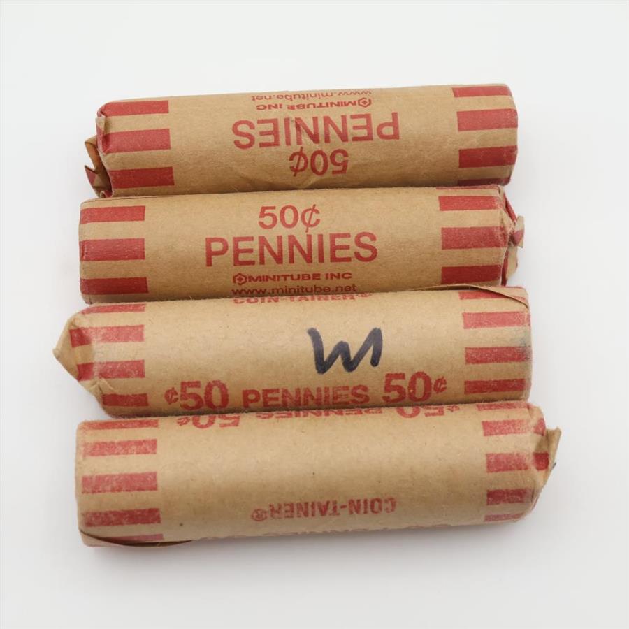 US Pennies, 4 Rolls