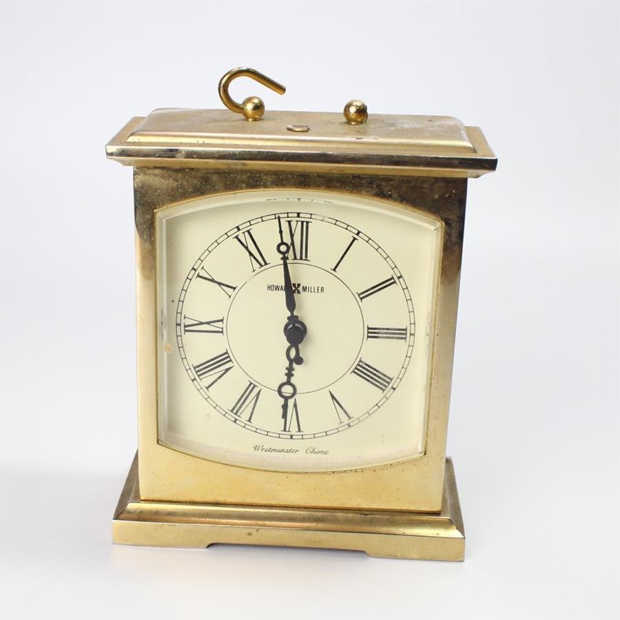 Vintage Howard Miller Brass Carriage Westminister Chime Clock