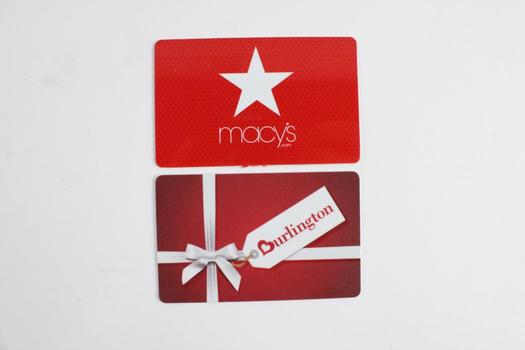Macy s And Burlington Gift Cards 45 00 2 Pieces Property Room