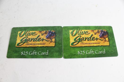 Olive Garden Gift Cards, $50.00, 2 Pieces | Property Room