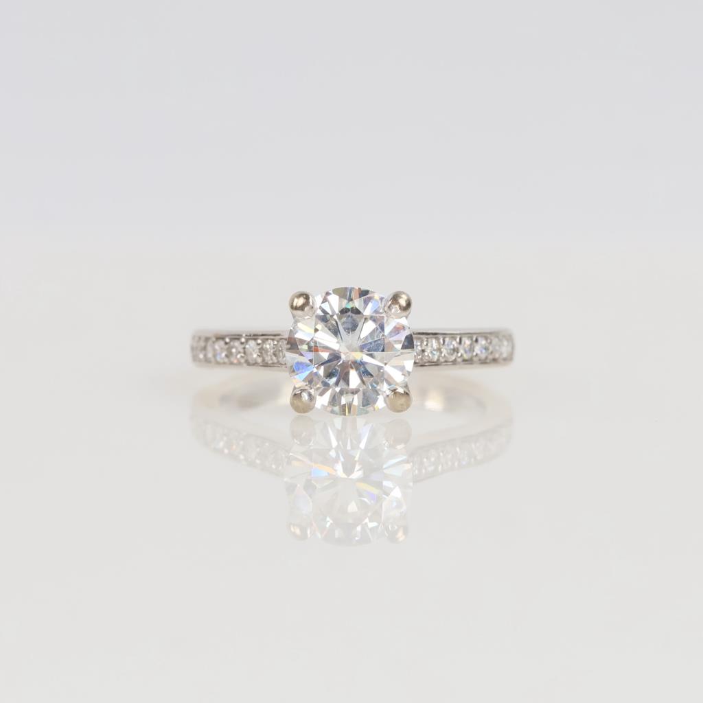 0.32ctTW Diamond Moissanite 18kt White Gold Ring-Evaluated By Our Certified Gemologist-AGS/GIA