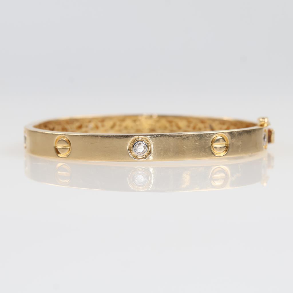 0.36ct TW Diamond 14kt Gold Bangle Bracelet-Evaluated By Our Certified Gemologist-AGS/GIA