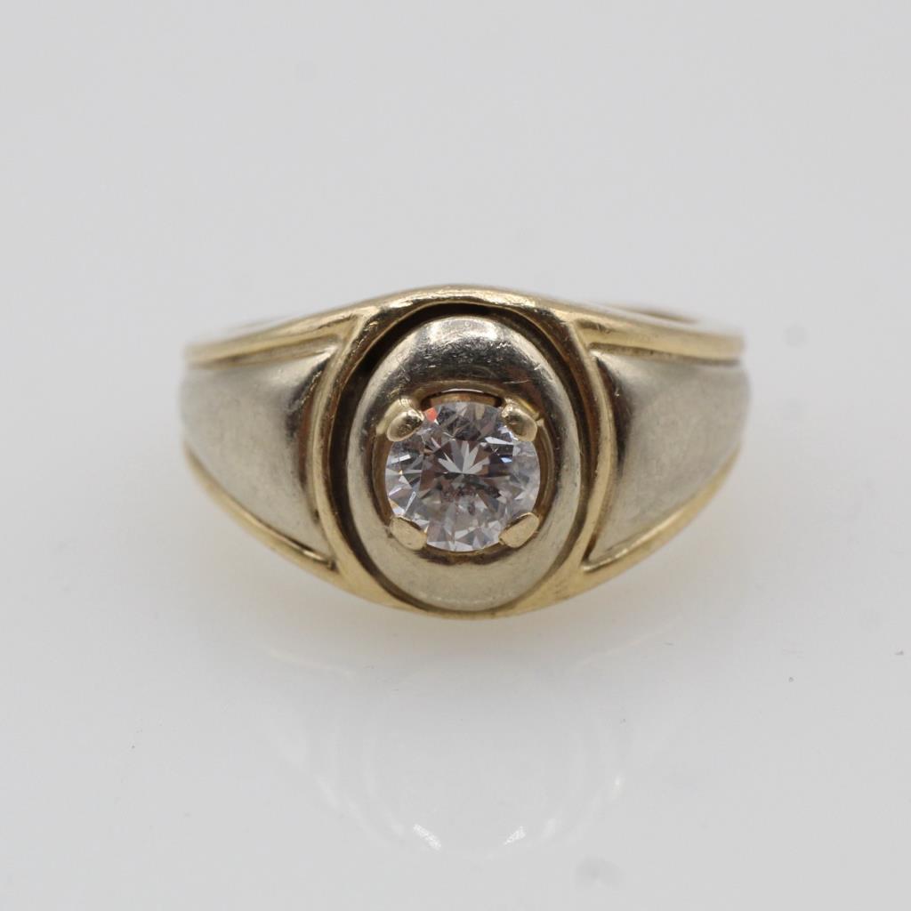 0.60ct TW Diamond 14kt Gold Signet Ring-Evaluated By Our Certified Gemologist-AGS/GIA