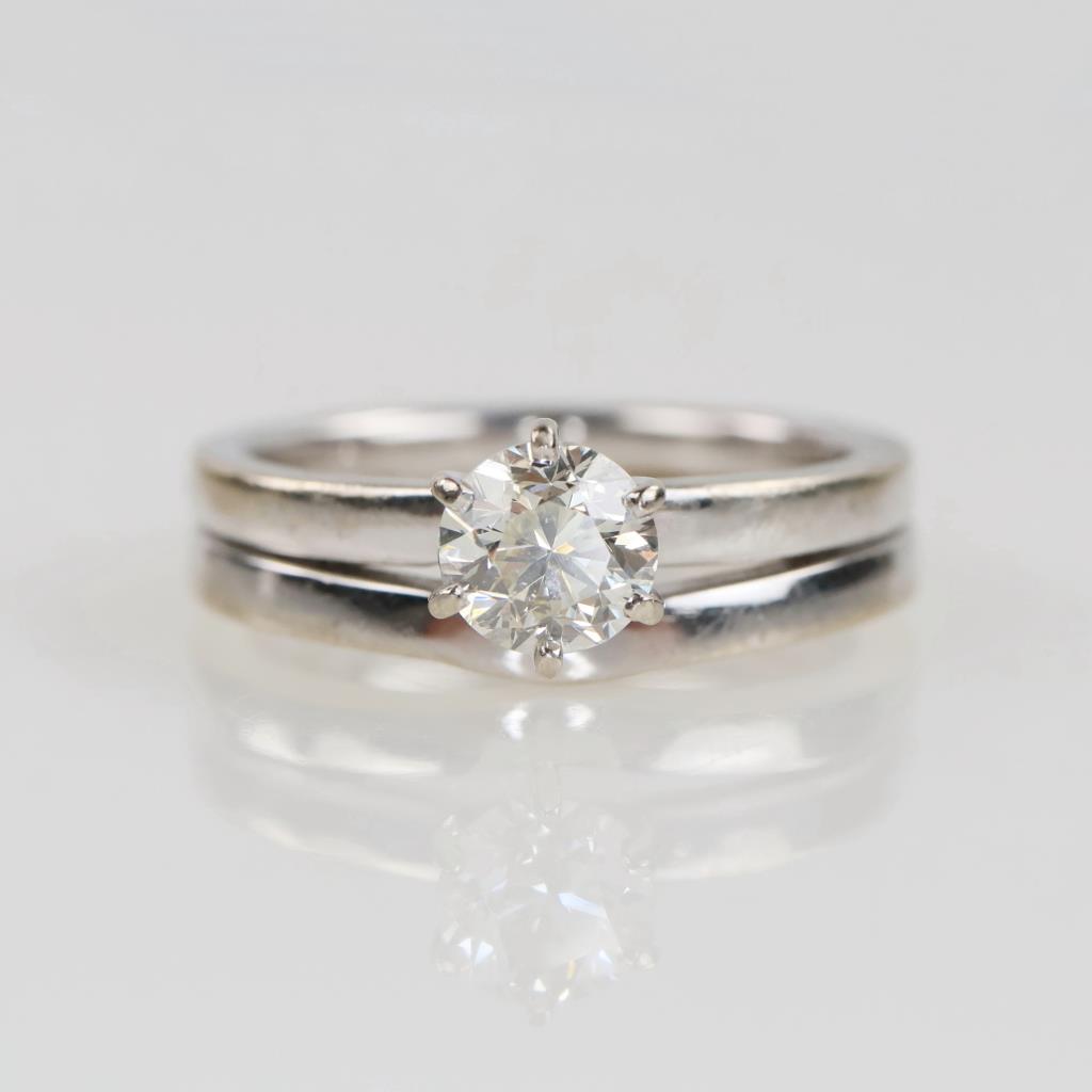 0.60ct TW Diamond 14kt White Gold Bridal Set -Evaluated By Our Certified Gemologist-AGS/GIA