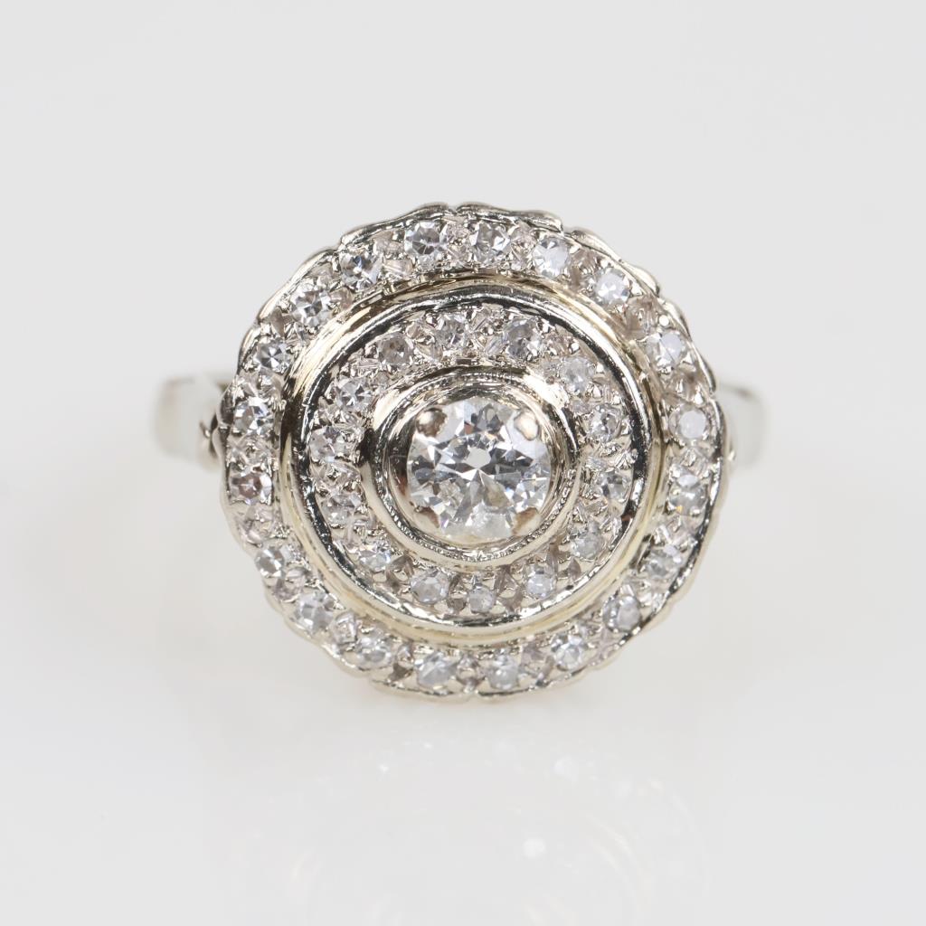 0.63cts TW Diamond 10kt Gold Double Halo Ring - Evaluated By Our Certified Gemologist-AGS/GIA