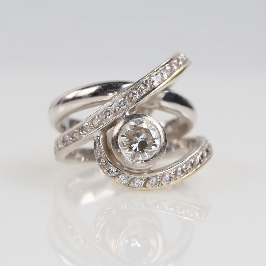 0.78ct TW Diamond 14kt White Gold Shank Woven Ring-Evaluated By Our Certified Gemologist-AGS/GIA